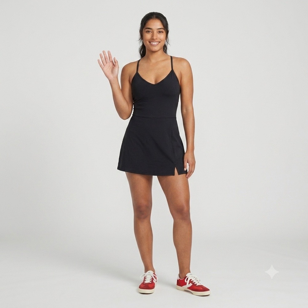 JoyLab Active Dress Womens XL Black Built-in Bra Shorts Adjustable Straps *NEW*